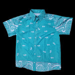 Aqua Paisley Button Up Short Sleeve Shirt