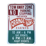 Vintage Orange Bowl Parking Souvenir Metal Sign