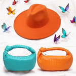 Braided Woven Handbag – Aqua or Orange