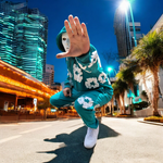 Floral Aqua 3D Puff Print Joggers Sets