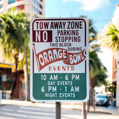 Vintage Orange Bowl Parking Souvenir Metal Sign