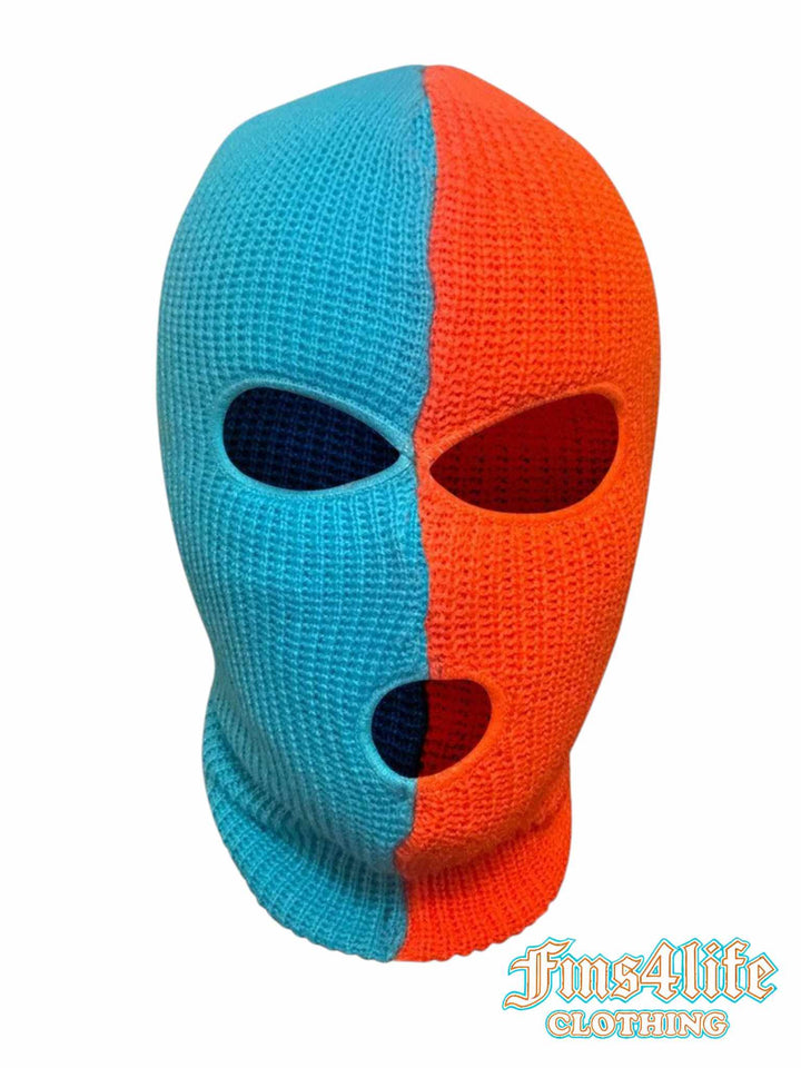 Game Day Two-Tone Ski Mask – Aqua &amp; Orange Edition
