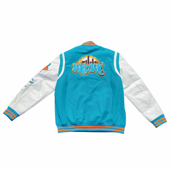 Fins Fam Varsity Jacket | Aqua &amp; Black