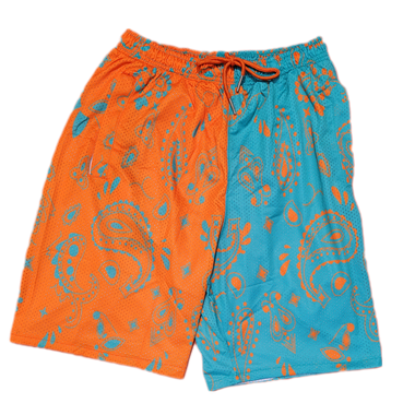 Mesh Split Paisley Aqua/Orange Shorts