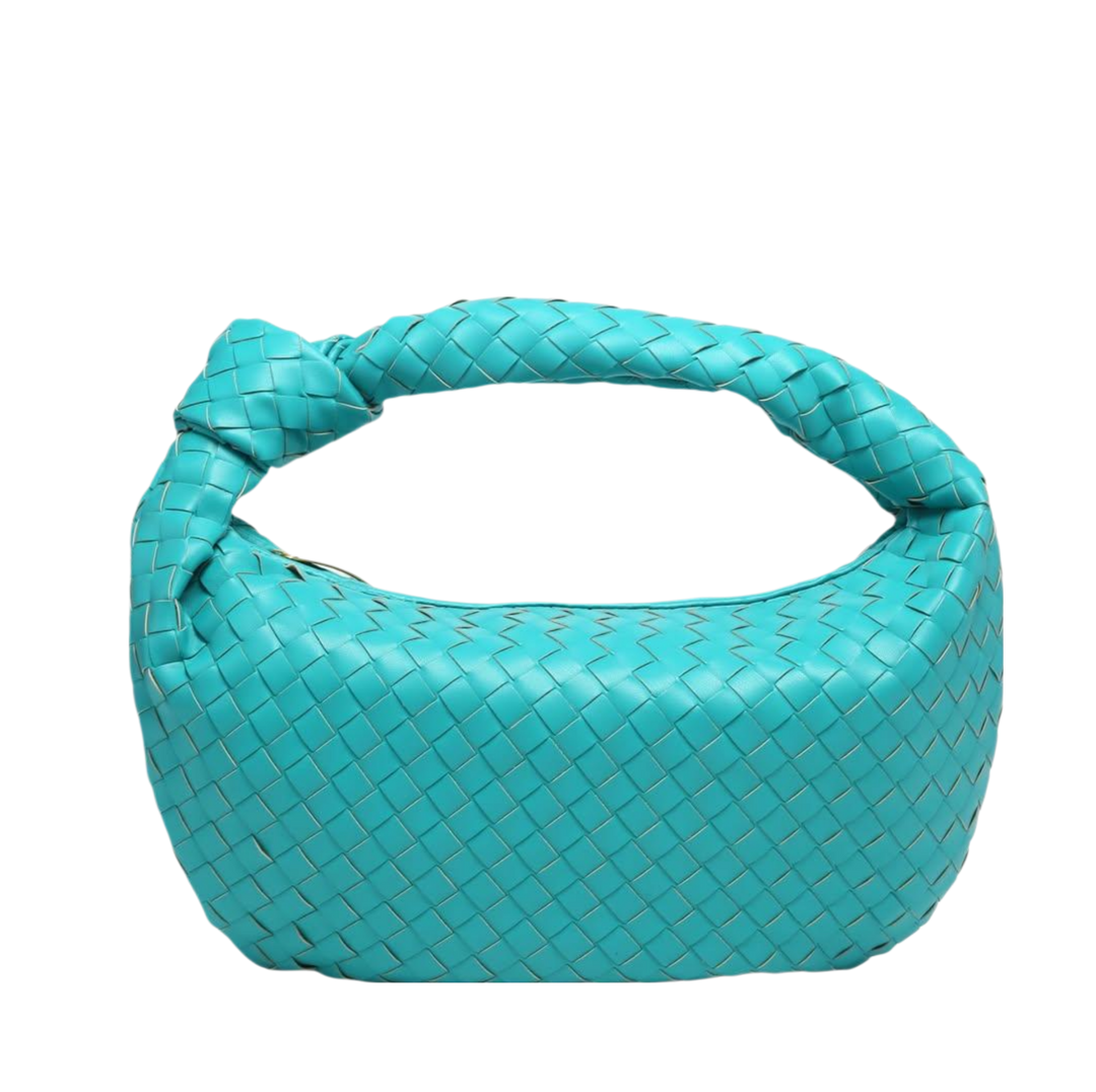 Braided Woven Handbag – Aqua or Orange