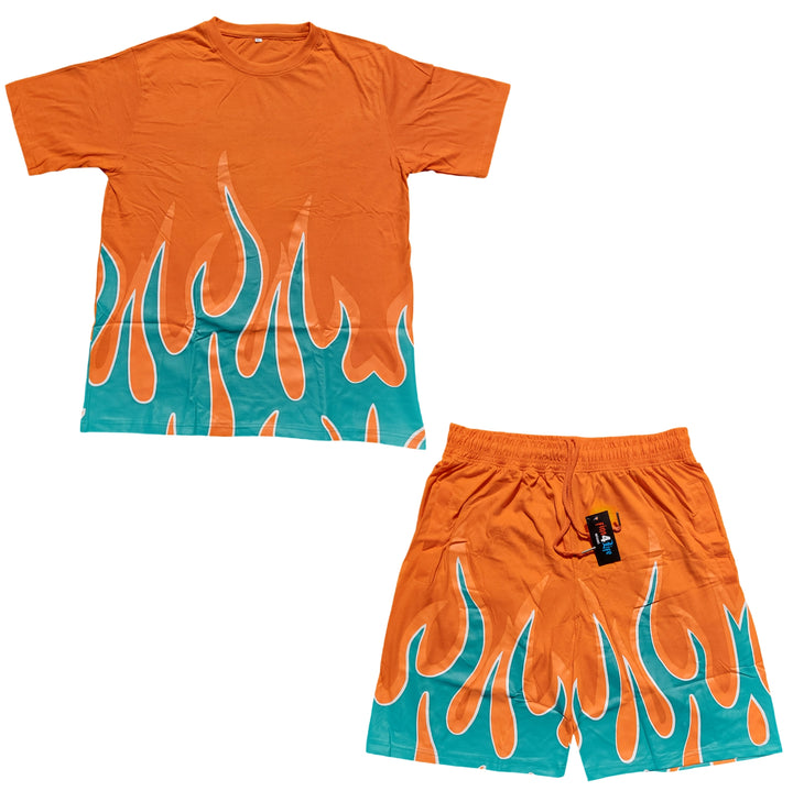 Fuego Flame Shorts Set – Screen Printed | Premium Cotton | Miami Vibes