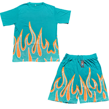 Fuego Flame Shorts Set – Screen Printed | Premium Cotton | Miami Vibes