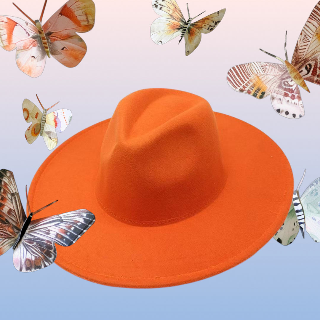 Unisex Orange Fedora Hat