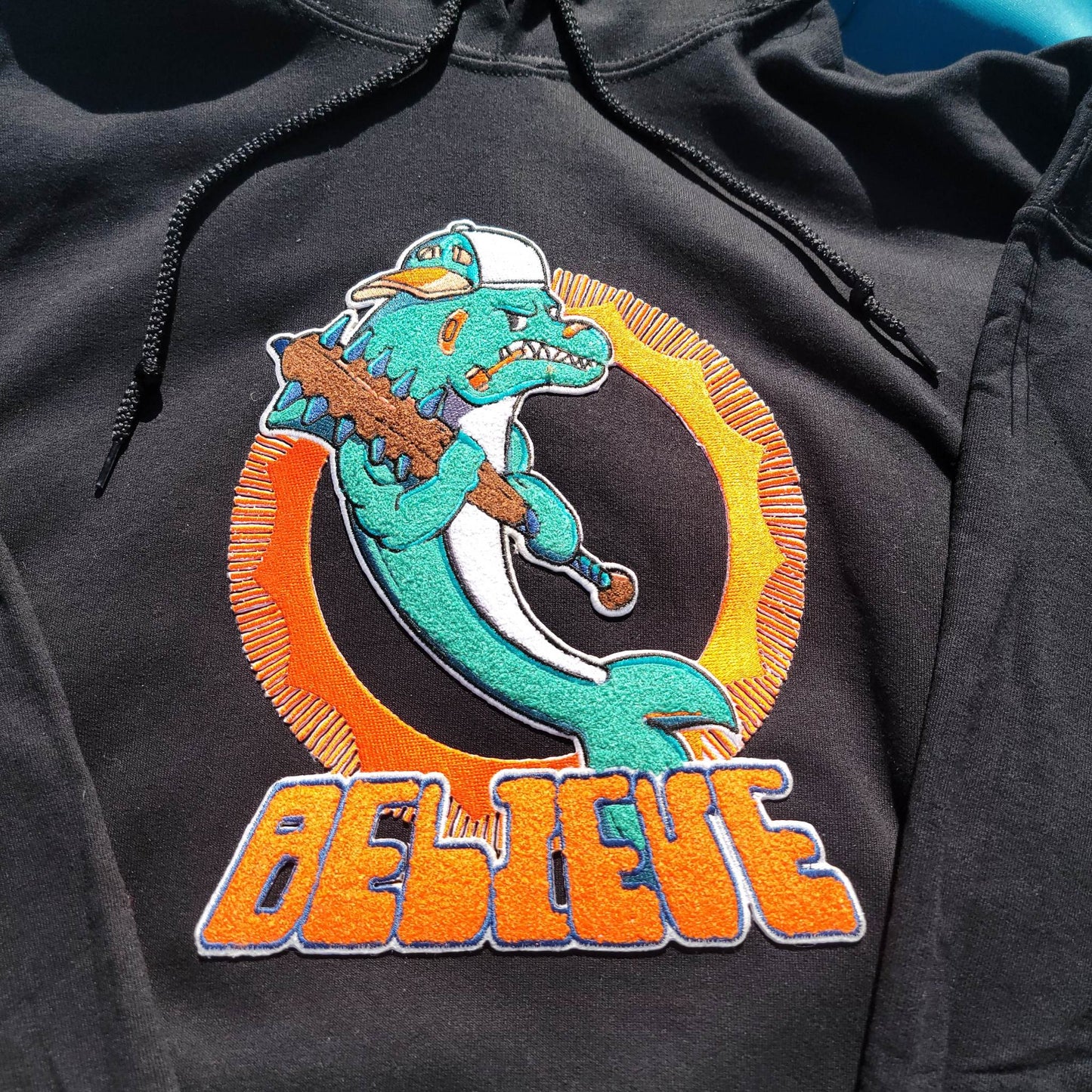 Fins Brawler Big 10'' Chenille Patch Embroidery Hoodies