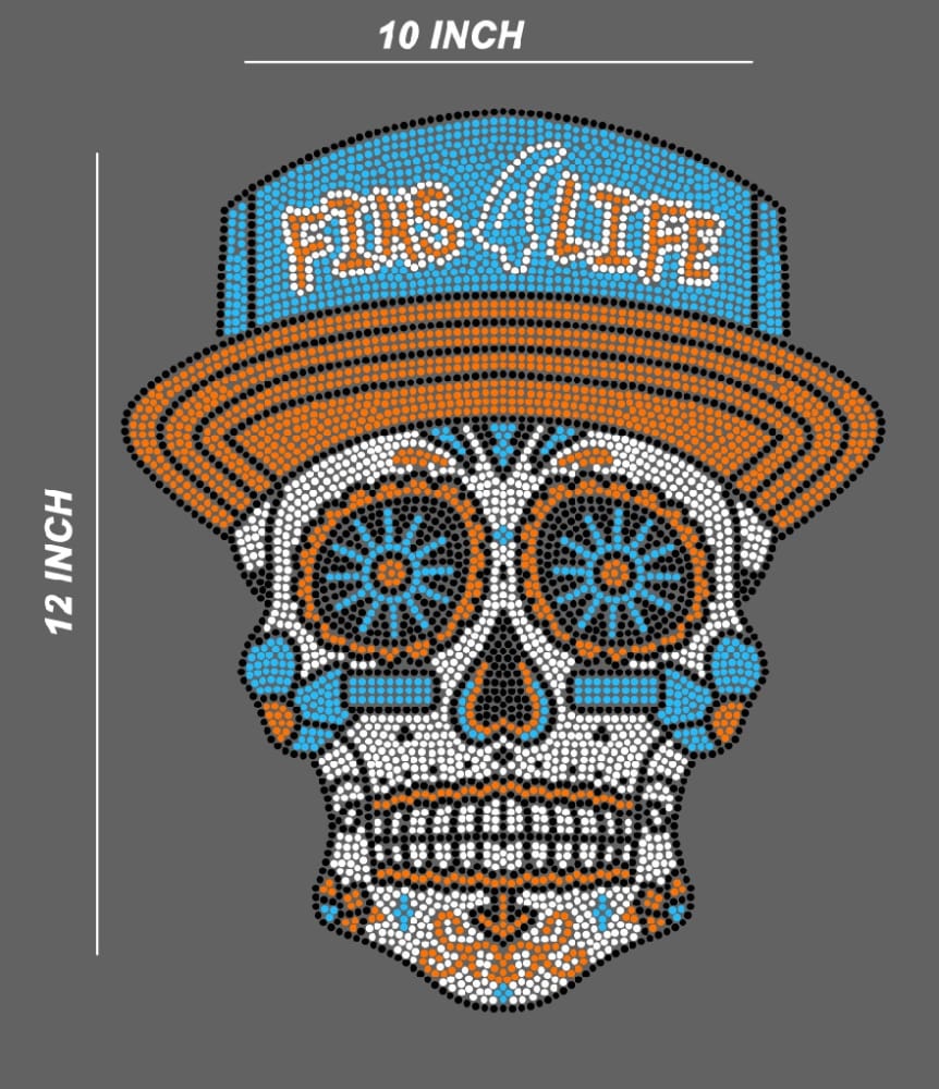 Big Face 12X10 Sugar Skull Multicolor Rhinestone