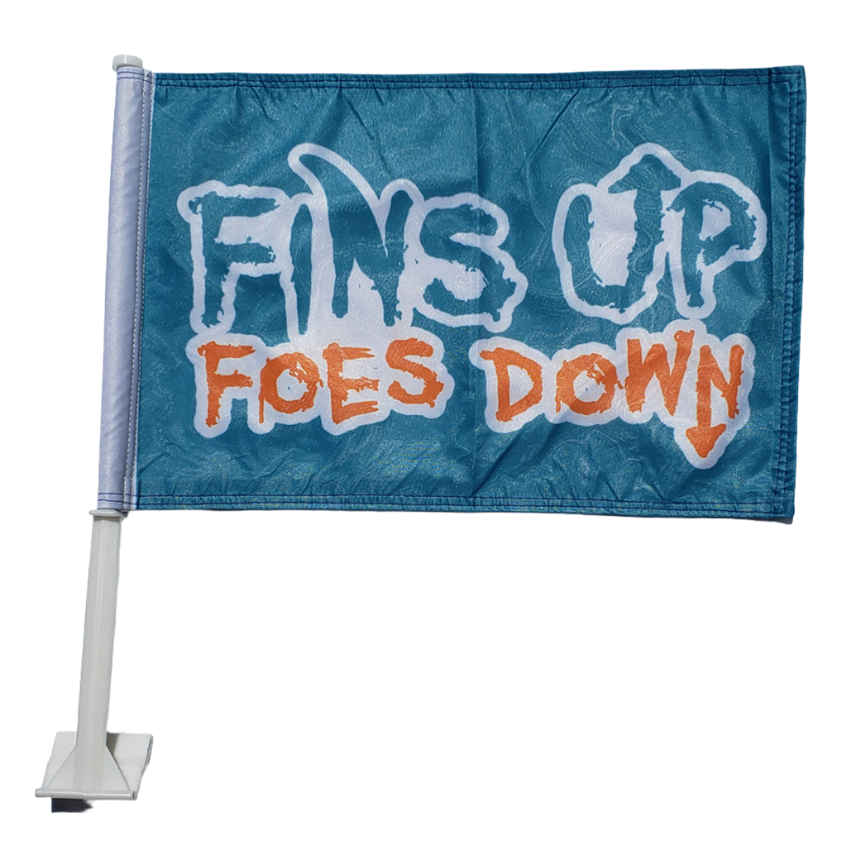 Fins Up Foes Down Car Flag